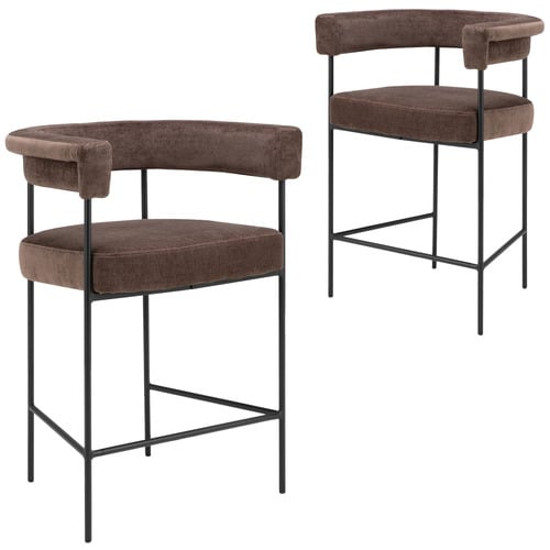 65cm Chocolate & Black Tamara Chenille Bar Stools