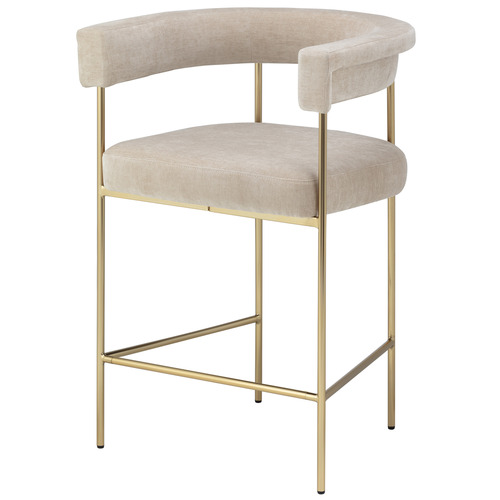 65cm Natural & Gold Tamara Chenille Bar Stools
