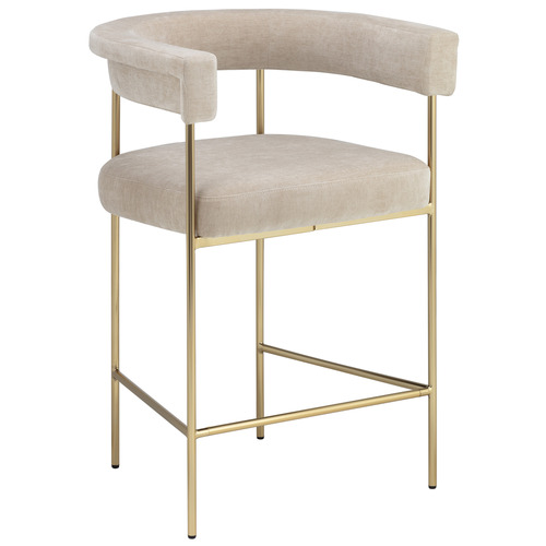 65cm Natural & Gold Tamara Chenille Bar Stools