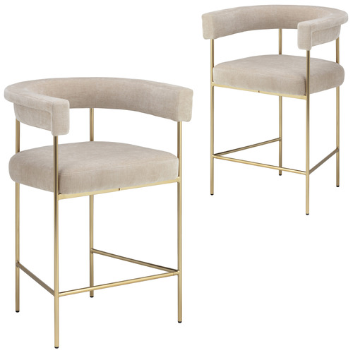 65cm Natural & Gold Tamara Chenille Bar Stools