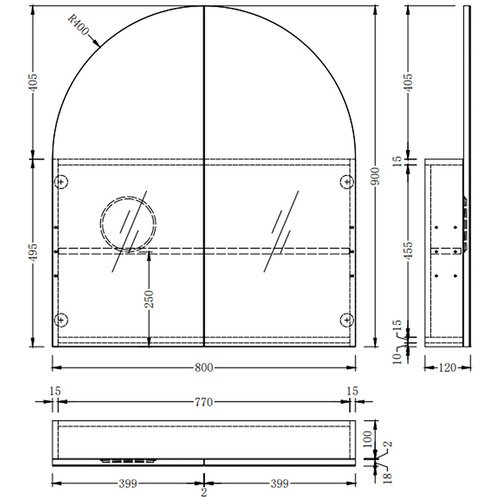 Mecca 900mm Shaving Cabinet