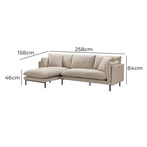 Natural Bellamy 3 Seater Sofa with Chaise