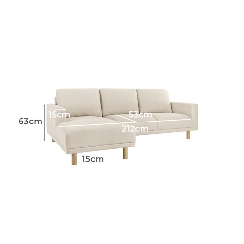 Orson 4 Seater Upholstered Sofa with Chaise