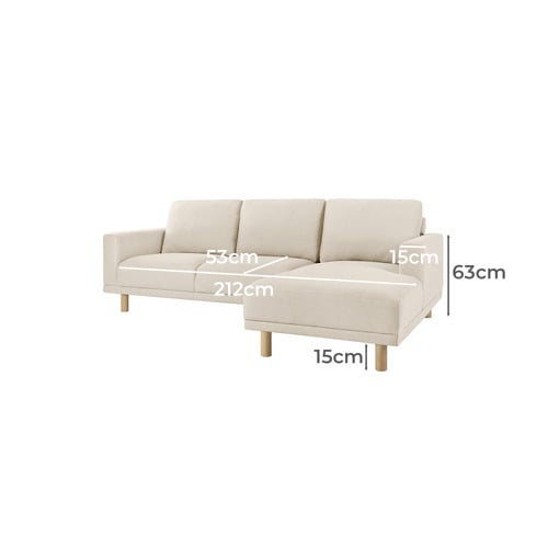 Orson 4 Seater Upholstered Sofa with Chaise