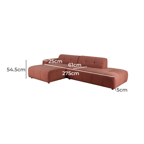 Quinn 4 Seater Upholstered Sofa with Open-End Chaise