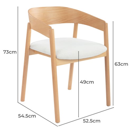 Mattia Curved Back Solid Beech Wood Dining Chair