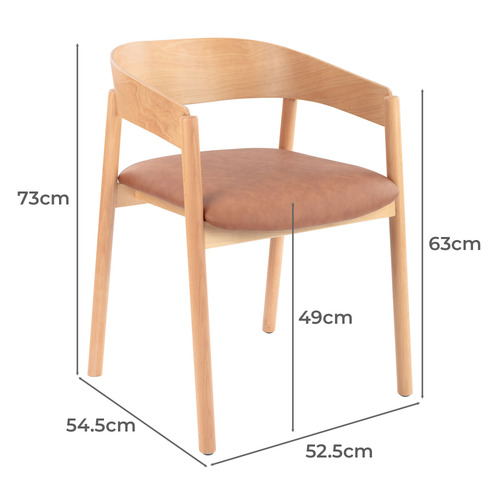 Mattia Curved Back Solid Beech Wood Dining Chair
