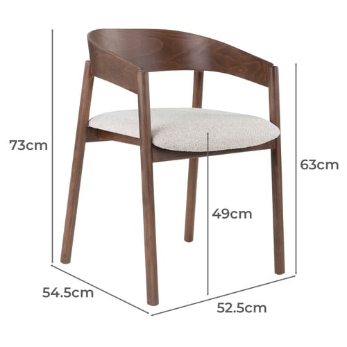 Mattia Curved Back Solid Beech Wood Dining Chair