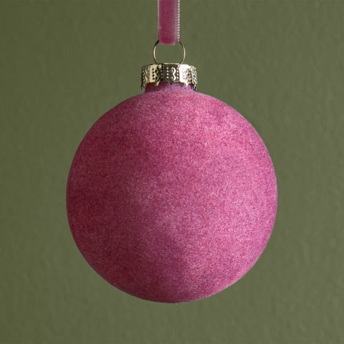 Flocked Glass Christmas Baubles