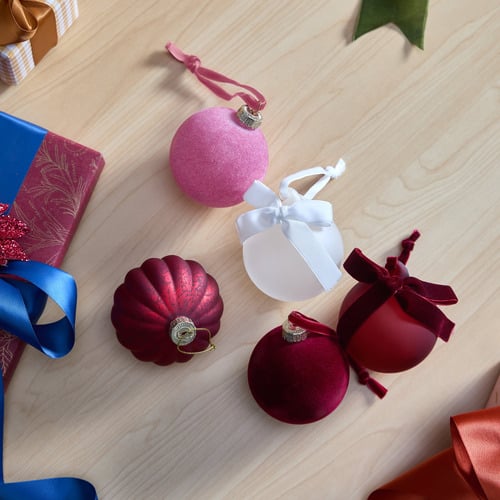Flocked Glass Christmas Baubles