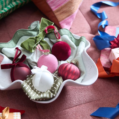 Flocked Glass Christmas Baubles