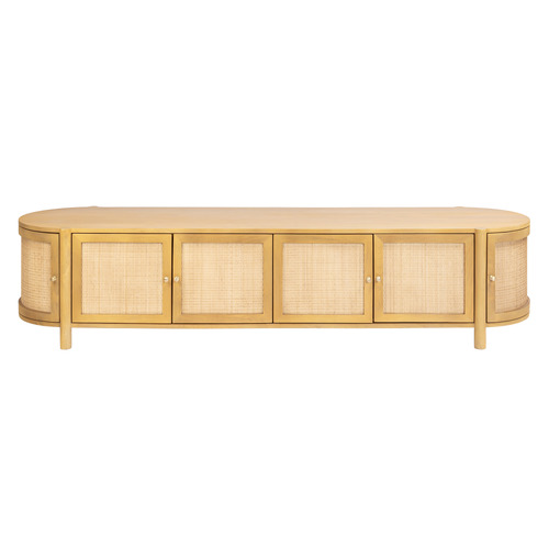 Alexandra Curved Mango Wood & Rattan TV Unit
