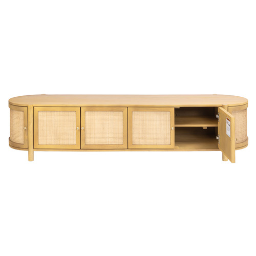 Alexandra Curved Mango Wood & Rattan TV Unit