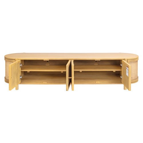 Alexandra Curved Mango Wood & Rattan TV Unit