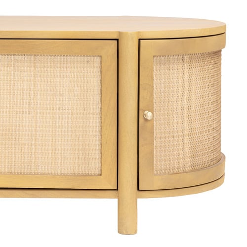Alexandra Curved Mango Wood & Rattan TV Unit