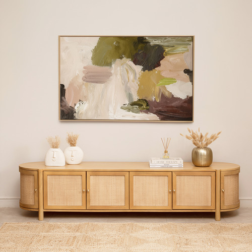 Alexandra Curved Mango Wood & Rattan TV Unit