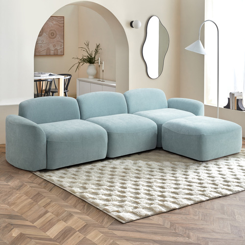 Cami 4 Seater Chenille Modular Sofa & Ottoman Set