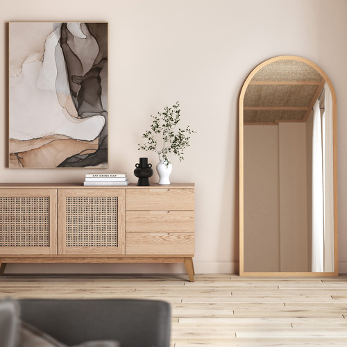 Natural Timber Arched Full Length Mirror