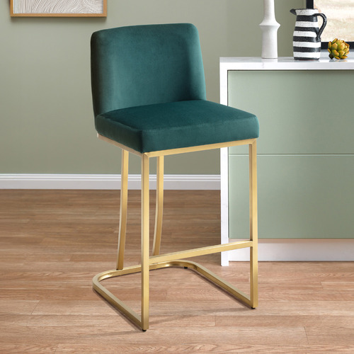 65cm Green Ottie Velvet Bar Stool