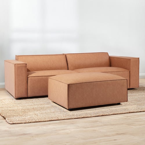 Russo Faux Leather 3 Seater Sofa & Ottoman Set