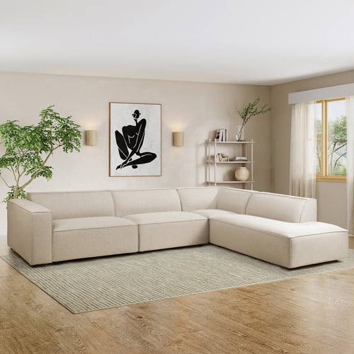 Russo 4 Seater Upholstered Sofa with Chaise Lounge Set