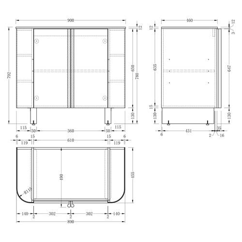 Valentine 900mm Natural Freestanding Single Vanity