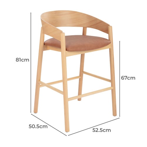 64.5cm Mattia Curved Back Solid Bar Stool