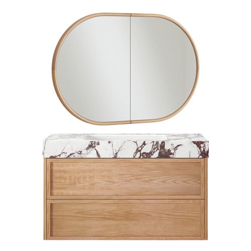 Viola-Look 900mm Wall-Hung Vanity Package with Oval Shaving Cabinet