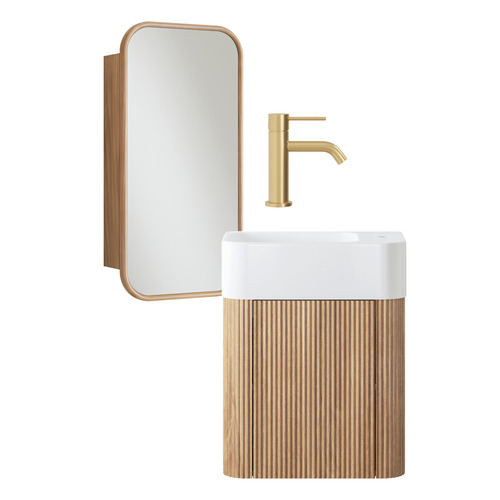 Nomad Small Space 450mm Wall Hung Vanity Package With Shaving Cabinet & Mixer