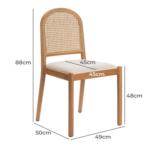 Louie Arched Rattan & Solid Beech Wood Dining Chairs