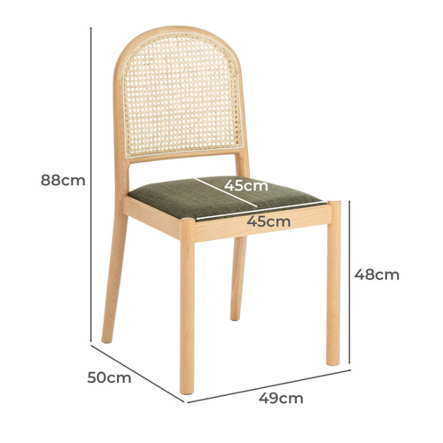 Louie Arched Rattan & Solid Beech Wood Dining Chairs
