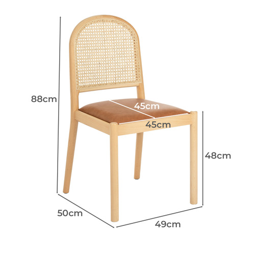 Louie Arched Rattan & Solid Beech Wood Dining Chairs