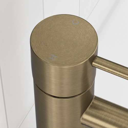 Clovelly Antique Brass Curved Basin Mixer