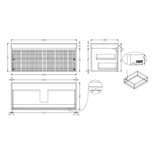 Florence 1200mm Wall Hung Single Vanity