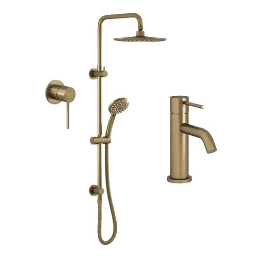 Clovelly Antique Brass Mixer Tapware & Shower Package