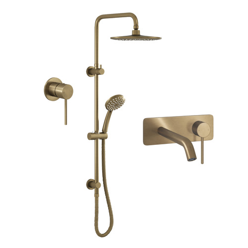Clovelly Antique Brass Wall Tapware & Shower Package