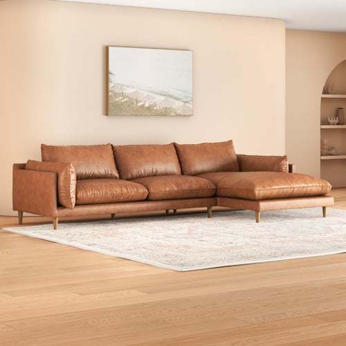 Terry 3 Seater Leather Sofa with Chaise