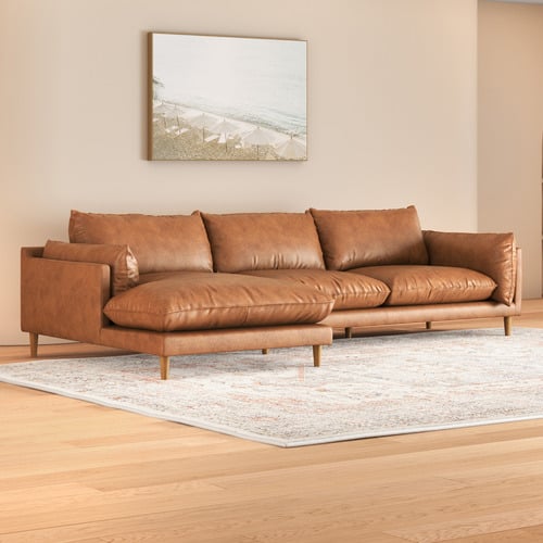 Terry 4 Seater Genuine Leather Sofa with Chaise