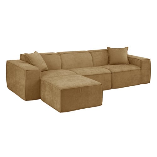 Cubo 3 Seater Chenille Modular Sofa & Ottoman Set