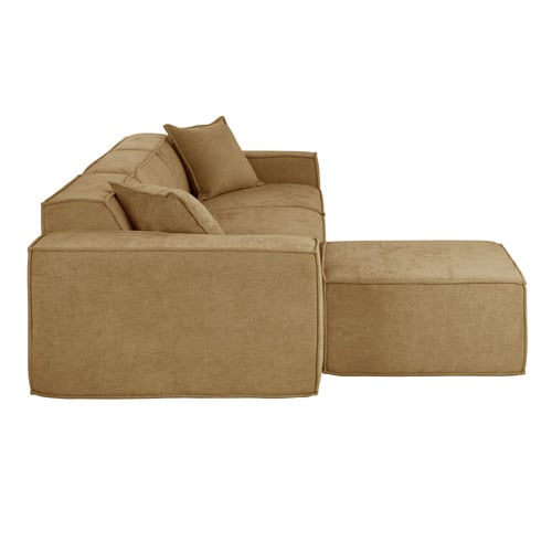 Cubo 3 Seater Chenille Modular Sofa & Ottoman Set