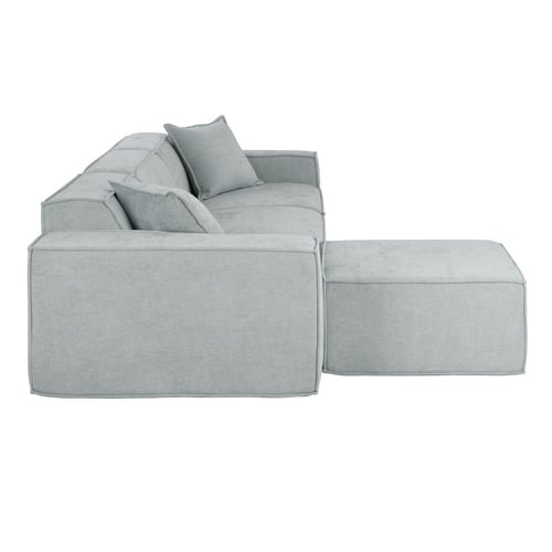 Cubo 3 Seater Chenille Modular Sofa & Ottoman Set