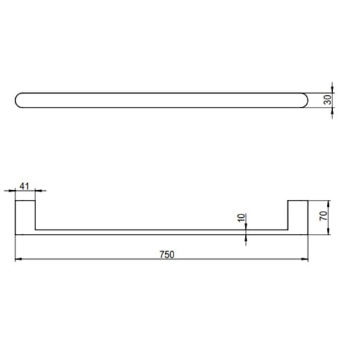 Clovelly 750mm Brushed Gold Single Towel Rail