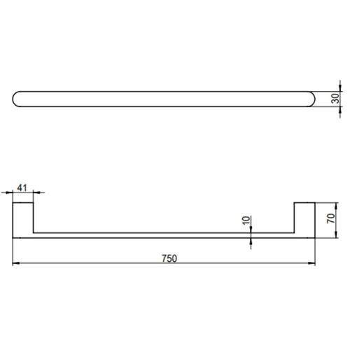 Clovelly 750mm Antique Brass Single Towel Rail
