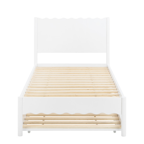 Luna Pine Wood Single Bed with Trundle