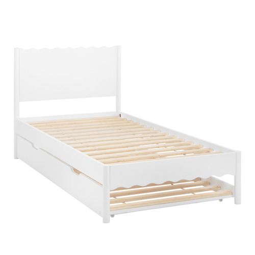 Luna Pine Wood Single Bed with Trundle