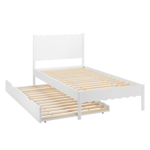 Luna Pine Wood Single Bed with Trundle