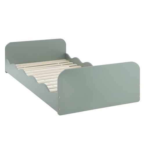 Wavy Pine Wood Single Bed Frame