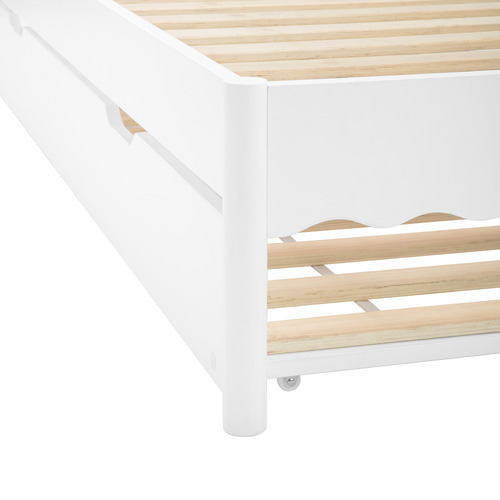 Luna Pine Wood Single Bed with Trundle