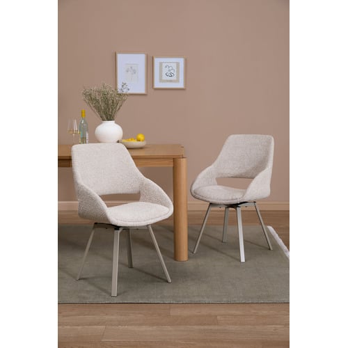 Jake Boucle Swivel Dining Chairs