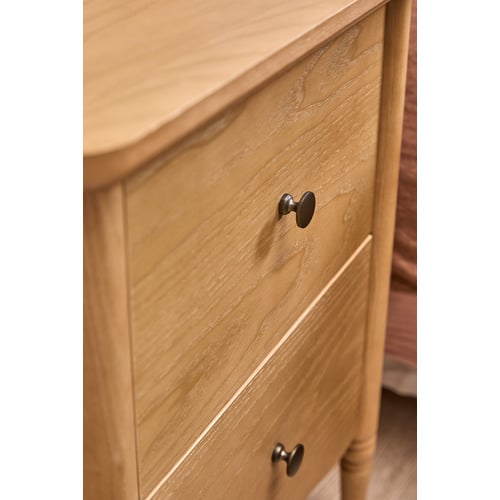 Willa 2 Drawer Ash Wood Bedside Table